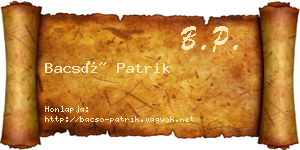 Bacsó Patrik névjegykártya